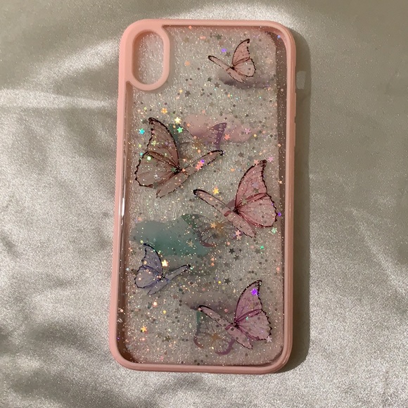 Pink Butterfly Glitter iPhone XR Case - Picture 4 of 10